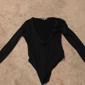 Embellished neck low cut